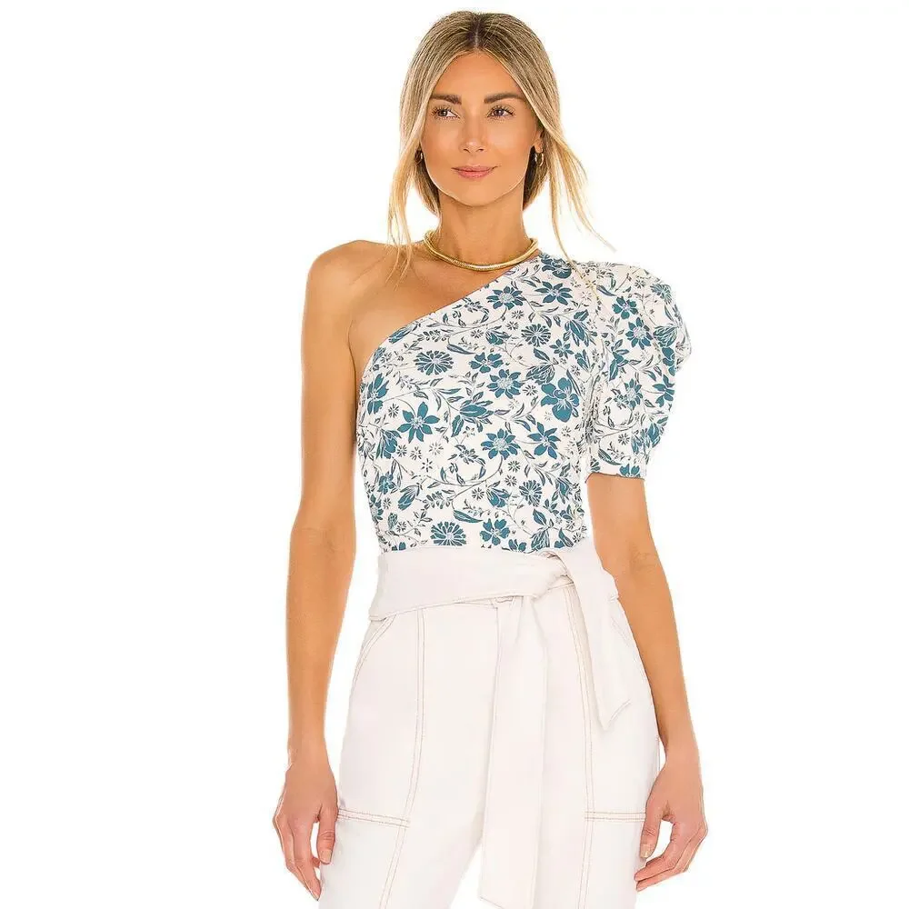 New with Tags Free People Floral Puff Sleeve Somethin Bout You Bodysuit SZ M